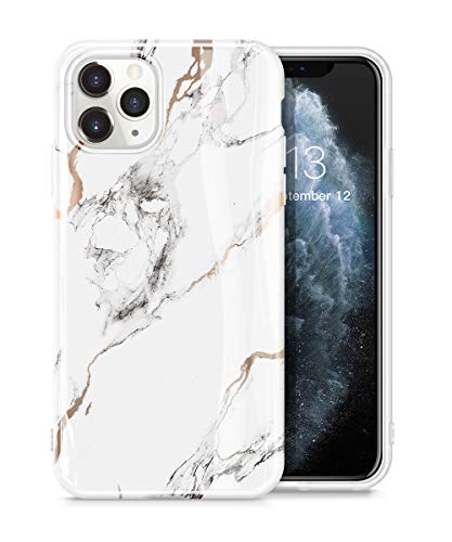 Product Cover GVIEWIN Marble iPhone 11 Pro Case, Ultra Slim Thin Glossy Soft TPU Rubber Gel Phone Case Cover Compatible iPhone 11 Pro 5.8 Inch 2019 Release (White/Gold)