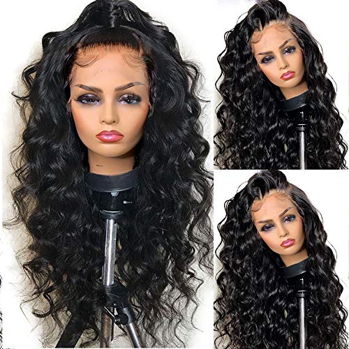 Product Cover Fureya Glueless Lace Front Wigs Loose Wave with Baby Hair Heat Resistant Fiber Synthetic Long Wavy Wigs for Black Women 24 inch