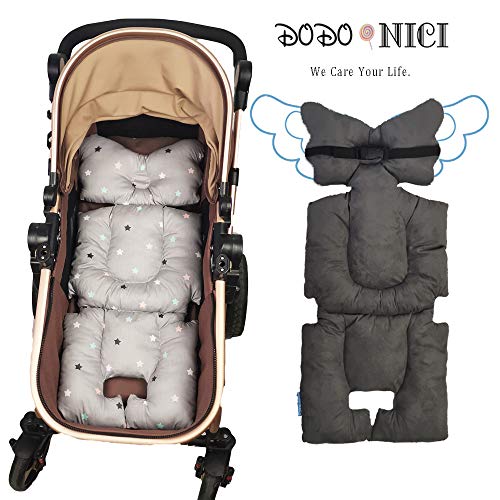 Product Cover Stroller Liner Insert Car Seat Liner Cover, Infant Reversible Cotton Newborn Cushion pad Universal for Baby Carrier pram, Thick Padding, Non Slip, by DODO NICI Grey Color Star