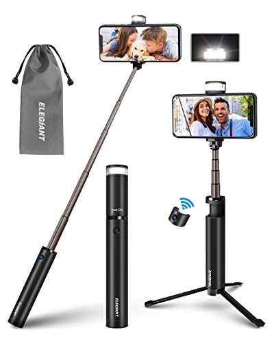 Product Cover ELEGIANT Selfie Stick Tripod Bluetooth, 4 in 1 Fill Light Portable Extendable Selfie Stick with Bluetooth Remote Compatible with iPhone 11 11Pro Xs max XS XR X 8P 7P, Galaxy S10 9 8 Note, Hauwei