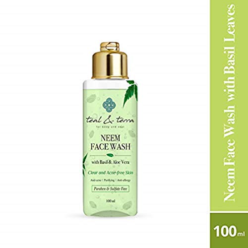Product Cover Teal & Terra Neem Face Wash with Basil, Aloe Vera for Clear, Acne free Skin | Paraben, Sulfate Free, 100 ml