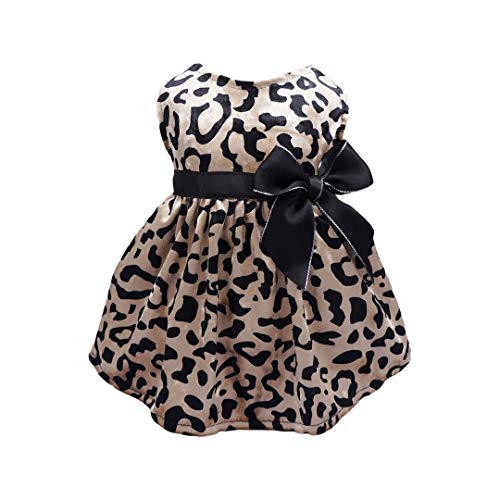 Product Cover Fitwarm Leopard Print Pet Clothes for Dog Dresses Cat Apparel Costume Brown XS