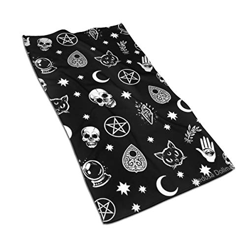 Product Cover Colorful Skull Cat Moon Gothic Pattern Kitchen Towels ¨C 17.5X27.5in Microfiber Terry Dish Towels for Drying Dishes and Blotting Spills ¨CDish Towels for Your Kitchen Decor