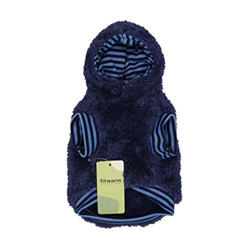 Product Cover Fitwarm Fuzzy Thermal Dog Coats Winter Clothes Pet Jackets Hoodie Cat Sweatshirts Velvet Blue XL