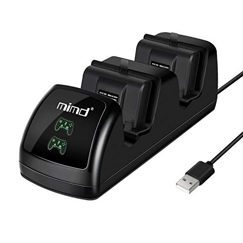 Product Cover Dual Wireless Controller Charger, Nicsir USB Docking Charging Station with 2 x 400mAh Rechargeable Gamepad Battery Packs for Xbox One/Xbox One S/Xbox One X(Black)