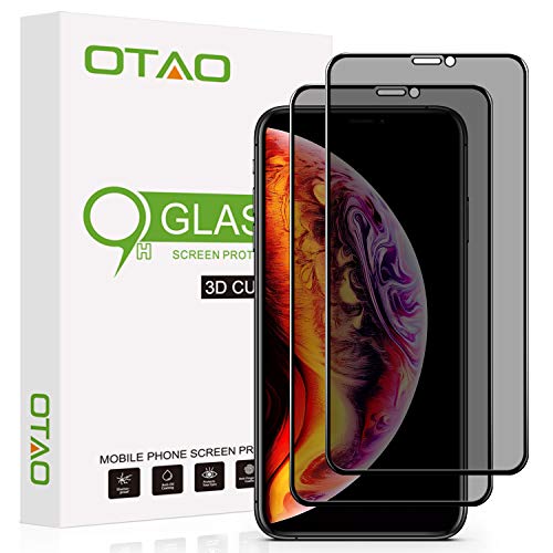 Product Cover OTAO Privacy Screen Protector for iPhone 11 Pro Max/iPhone Xs Max 6.5 Inch True 28°Anti Spy Tempered Glass Full-Coverage (2-Pack)