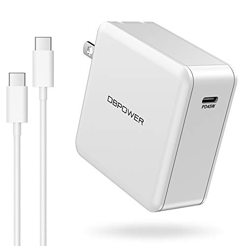 Product Cover USB C Charger, DBPOWER 45W Wall Charger with Power Delivery for Samsung S8/9/Note8/9, iPhone 8/XR/X/XS, iPad Pro, MacBook Air/Pro, and More, PD 3.0 Type C Charger with C-C Cable and Foldable Plug