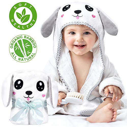 Product Cover Kaome Baby Hooded Towel Organic Bamboo Baby Towel Large Size Bath Towel for Toddler, Soft and Super Absorbent Washcloth, Machine Washable Towel with Cute Ear Design for Baby Shower
