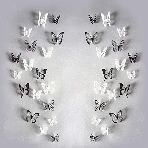 Product Cover 3D Ephemera Crystal Butterfly Wall Decorative Stickers Aesthetic Embellishments PVC Removable Sets for Crafts, Painting, Window Show Arts and Furniture (36 Pieces)