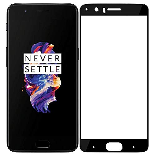Product Cover POPIO Tempered Glass Screen Protector For OnePlus 5 (Black) Edge to Edge Full Screen Coverage With Installation Kit