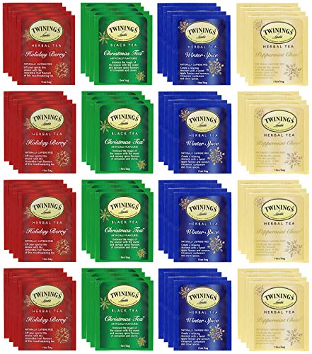 Product Cover Twinings Holiday Variety Tea Bag Pack, Peppermint Cheer, Holiday Berry, Christmas Tea, Winter Spice and other variety 50 Count tea sampler