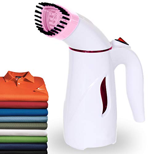 Product Cover Home Garment & Fabric Handheld Steamer - Portable, Lightweight Design & Travel Size - Ultra Fast Heat Up - Ideal for Clothes, Curtains, Carpets - Spit Free - Auto Shut Off Safety Function Pink