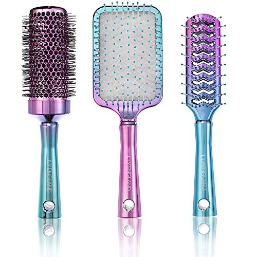 Product Cover Lily England Hair Brush Set - Professional Round, Vent and Paddle Hairbrush for All Hair Types, Mermaid/Ombre