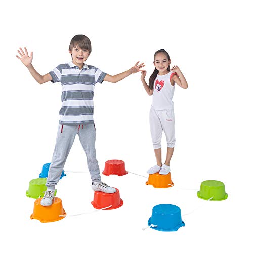 Product Cover Special Supplies Balance Buckets Stepping Stones for Kids, 8 Pc. Set, Non-Slip Textured Surface and Slip Resistant Floor Rubber Edges, Promote Agility, Strength, Active Play
