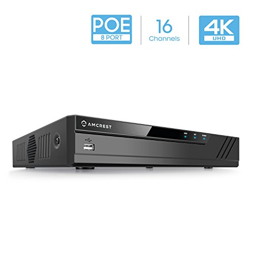 Product Cover Amcrest NV4116E-HS (16CH 720p/1080p/3MP/4MP/5MP/6MP/8MP/4K) Network Video Recorder, 16CH (8-Port PoE) NVR - Supports up to 16 x 4K IP Cameras, Hard Drive Not Included (Supports up to 6TB) NV4116E-HS