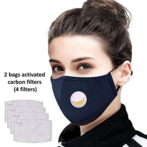 Product Cover Tdas anti pollution mask for men women n95 n99 pm2.5 with filter air masks washable reusable - 1 Mask with 2 bags filters (4 filters)