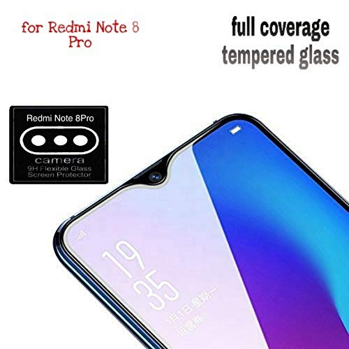 Product Cover Kyosei's Ultra Clear Anti-Burst 9H Hardness Edge-to-Egde Tempered Glass Screen Protector + Camera Lens Protector for Redmi Note 8 Pro