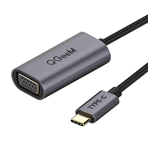 Product Cover USB C to VGA Adapter Cable,QGeeM VGA to USB Type C Adapter [Compatible Thunderbolt 3] Compatible for MacBook Pro 2019/2018/2017 MacBook Air/iPad Pro 2019/2018,Dell XPS,Surface Book, S10, VGA to USB C