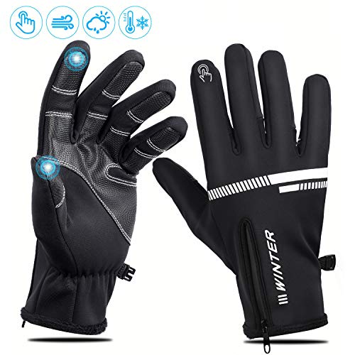 Product Cover WESTGIRL Winter Gloves, Windproof Waterproof Thermal Touchscreen Gloves for Men Women, Cold Weather Warm Outdoor Gloves for Running, Cycling, Skiing, Climbing - Black