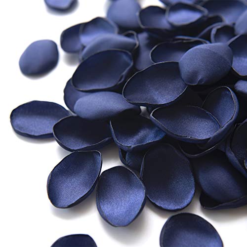 Product Cover Ling's moment Navy Blue Rose Petals 200PCS Silk Petals Flower Girl Scatter Petals for Wedding Table Centerpieces Party Dinner Table Decoration
