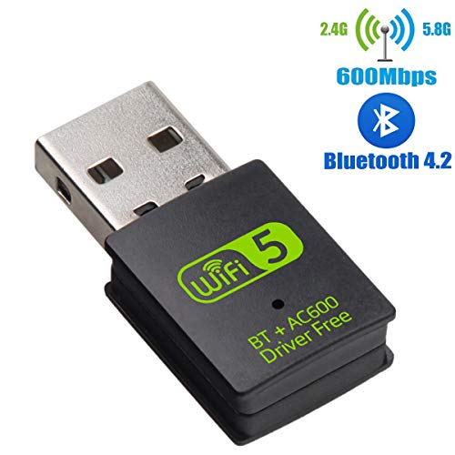 Product Cover USB WiFi Bluetooth Adapter, 600Mbps Dual Band 2.4/5Ghz Wireless Network External Receiver, Mini WiFi Dongle for PC/Laptop/Desktop