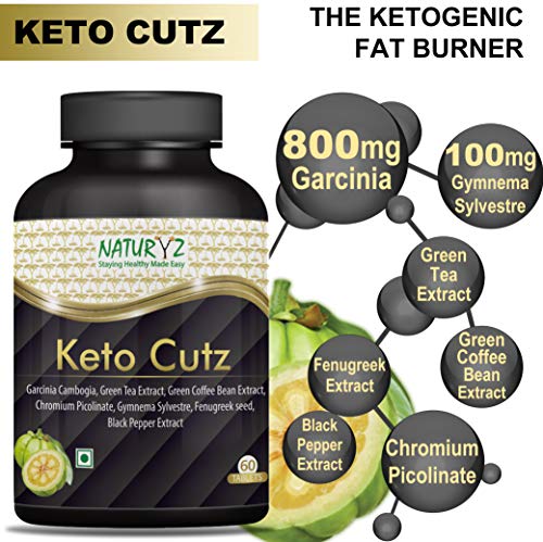 Product Cover Naturyz KETO CUTZ Ketogenic Fat Burner with 800mg Garcinia Cambogia, Green tea Extract, Gymnema Sylvestre, Green coffee bean, Fenugreek, Black Pepper Extract & Chromium for Weight loss - 60 tablets(1)