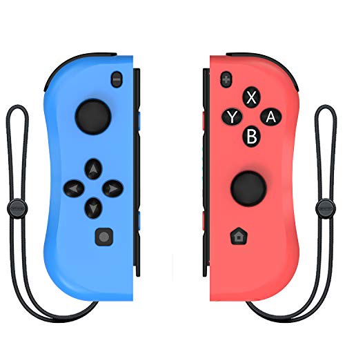 Product Cover Kinvoca Joy Con Controller Replacement for Nintendo Switch, L/R Joycon Pad with Wrist Strap, Alternatives for Nintendo Switch Controllers, Wired/Wireless Switch Remotes - Red and Blue
