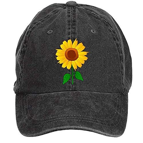 Product Cover NVJUI JUFOPL Womens Cute Sunflower Baseball Cap Funny Denim Trucker Adjustable Camping Mom Hat Black