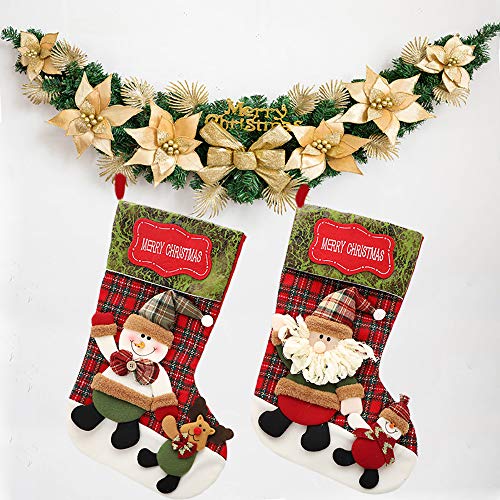 Product Cover JOYco Handmade Embroidered Hooked Christmas Stockings for Home Decor Set of 2