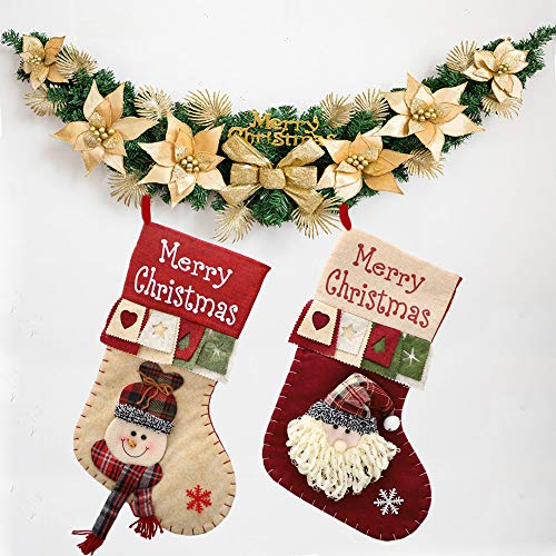 Product Cover JOYco Handmade Embroidered Hooked Christmas Stockings for Home Decor Set of 2