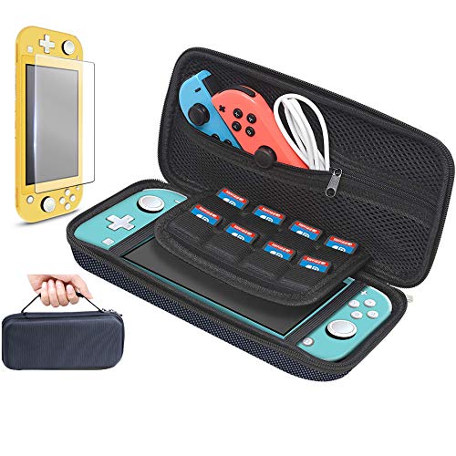 Product Cover Carrying Case for Nintendo Switch Lite,Hard Shell Switch Lite Carrying Case with 1 Tempered Glass Screen Protector EVA Travel Storage Case Pouch for Nintendo Switch Lite Console Accessory(Mesh Black)