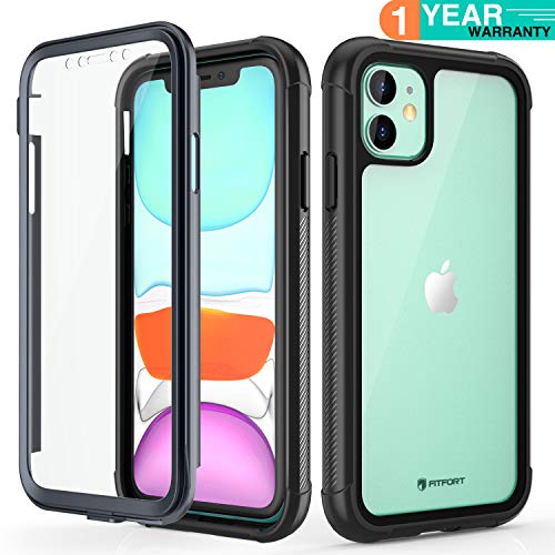 Product Cover FITFORT iPhone 11 Case with Screen Protector Full-Body Rugged Heavy Duty Clear Bumper Case, Shock Drop Proof Impact Resist Extreme Durable Protective Case Compatible with iPhone 11 (6.1'')