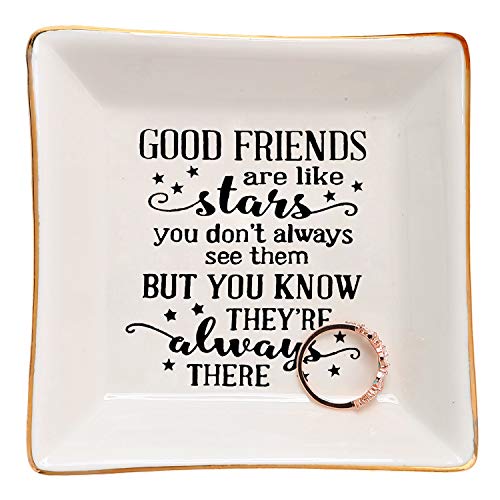 Product Cover HOME SMILE Good Friends Bestie Gifts for Her Ring Trinket Dish-Good Friends are Like Stars - You Don't Always See Them But You Know They're Always There