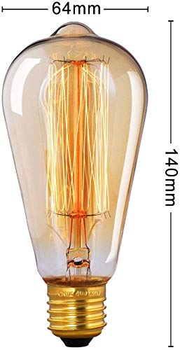 Product Cover ESS EMM Edison Light Bulb 40 watt Antique Vintage Light Bulb E26/E27 Base Replacement Bulbs for Wall Sconces Lights, Antique Squirrel Cage Lights, Amber Warm (Warm White E27/ST64, Pack of 2)