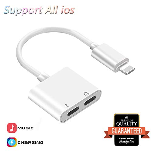 Product Cover Headphones Adapter Earphones Aux Cord Dongle Car Charger Aux Cable for iPhone Charger Headphone Splitter Electrical Connectors Compatible with iPhone 7/7Plus/8/8Plus/X/XS/XR/10/MAX All iOS System