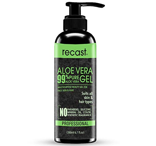 Product Cover Recast Organic Aloe Vera Gel, Hydrating & Soothing Gel for Face, Body, Hair, Facial Moisturizer, After Sun Body Moisturisers - Care for Sunburn, post peel etc