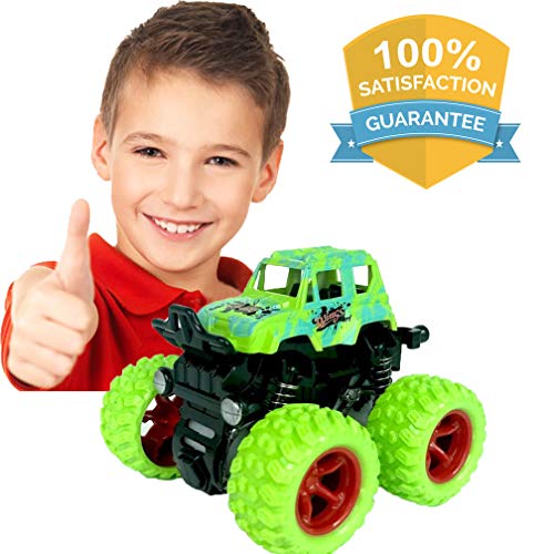 Product Cover LayYun Pull Back Cars Toys for Boys, Monster Truck Toys,Four-Wheel Drive Inertia Car Toys, Car Party Favors for Toddlers Boys Age 2-5 Year Gifts for Kids Birthday (Green)