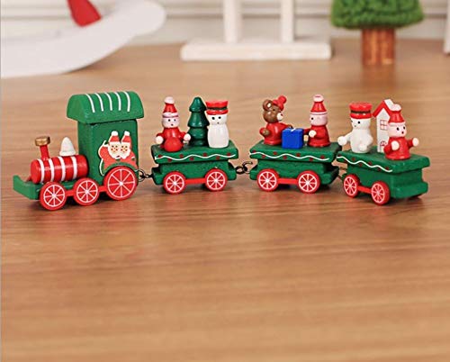 Product Cover XuBa Christmas Decoration, Christmas Train Painted Wood Christmas Decoration for Home B Green Front