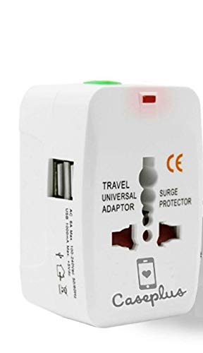 Product Cover Case Plus Latest Universal Adapter Worldwide Travel Adapter with Built in Dual USB Charger Ports (1 Year warrenty) (Universal Travel Adapter-1 Pack) (Universal Travel Adapter with USB(1 Pack))