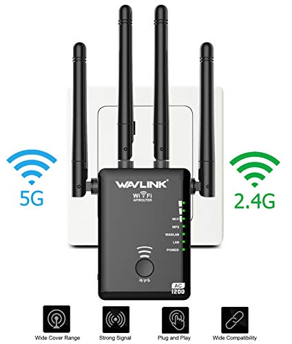 Product Cover WiFi Range Extender Repeater, Latest 5GHz & 2.4GHz Dual Band 1200Mbps WiFi Repeater Wireless Signal Booster, 360 Degree Full Coverage WiFi Extender Signal Amplifier with Router/AP/Repeater Mode