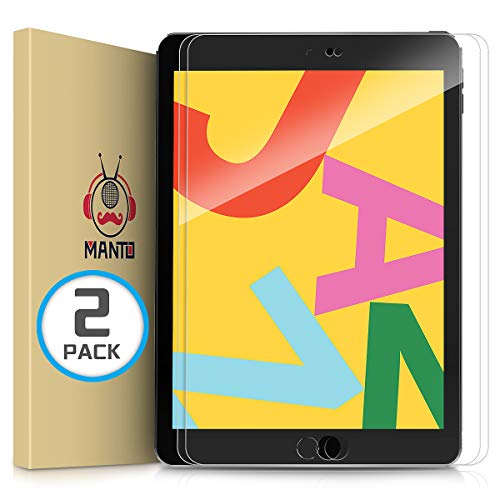 Product Cover MANTO 2-Pack Screen Protector for iPad 10.2 Inch Premium Tempered Glass Film Ultra Clear Bubble Free 2019 Models