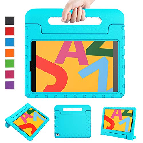 Product Cover LTROP iPad 10.2 Case, iPad 7th Generation Case, iPad 10.2 2019 Case for Kids, Light Weight Shock Proof Stand Handle Kids Case for Apple iPad 7 10.2-Inch 2019 Latest Model and Air 3 - Turquoise