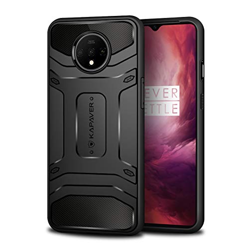 Product Cover KAPAVER® OnePlus 7T Rugged Back Cover Case MIL-STD 810G Officially Drop Tested Solid Black Shock Proof Slim Armor Patent Design (Only for One Plus 7T / 1+7t)