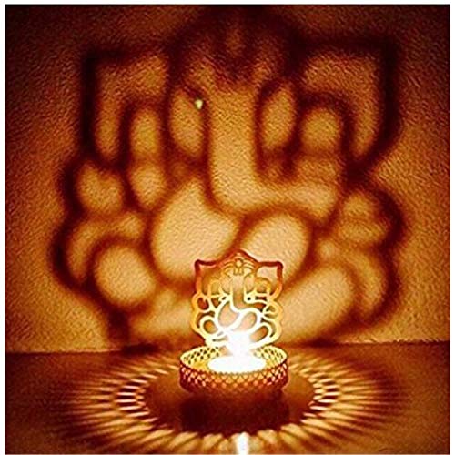 Product Cover JHINGALALA Shadow Diya Divine Lord Ganesha Tealight Candle Holder with Free 1 Piece Tealight Candle (Metal)