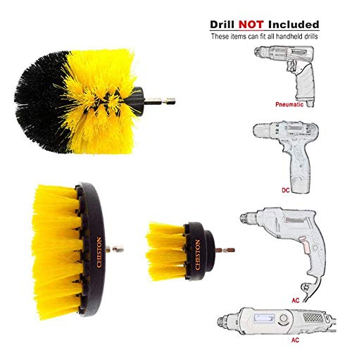 Product Cover Cheston 3 Pcs Electric Drill Brush Power Scrub for Floor, Bathroom, Tile, Car, Grout, Kitchen and Other Cleaning (ONLY Brush Set)