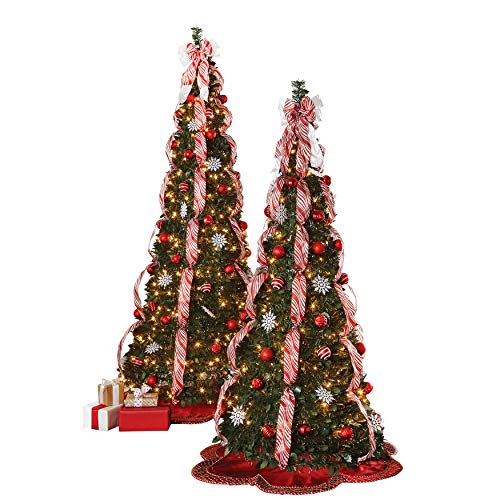 Product Cover BrylaneHome Fully Decorated Pre-Lit 7 1/2' Pop-Up Christmas Tree, Red White
