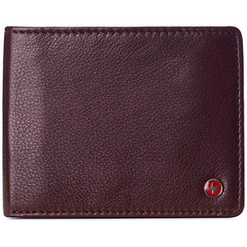Product Cover Alpine Swiss RFID Connor Passcase Bifold Wallet For Men Leather York Collection Soft Nappa Burgundy