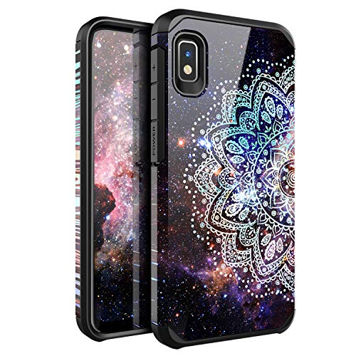 Product Cover Galaxy A10E Case,Nicelycase Shockproof Protection Hard Plastic Silicone Rubber Hybrid Protective Phone Case For Samsung Galaxy A10E (Mandala in Galaxy)