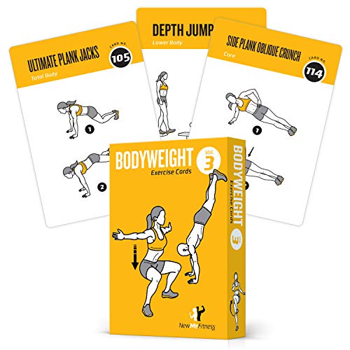 Product Cover Exercise Cards BODYWEIGHT - Home Gym Workout Personal Trainer Fitness Program Tones Core Ab Legs Glutes Chest Biceps Total Upper Body Workouts Calisthenics Training Routine (3.5