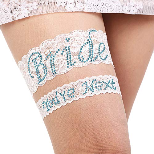 Product Cover Garter Set Plus Size - Wedding Garter Lace Set - Bridal Garter Plus - Bride Leg Lace - Garter Set Blue